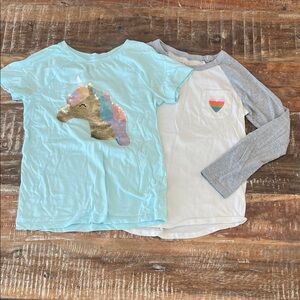 Girls Cat and Jack Tees with Unicorn and Heart Design